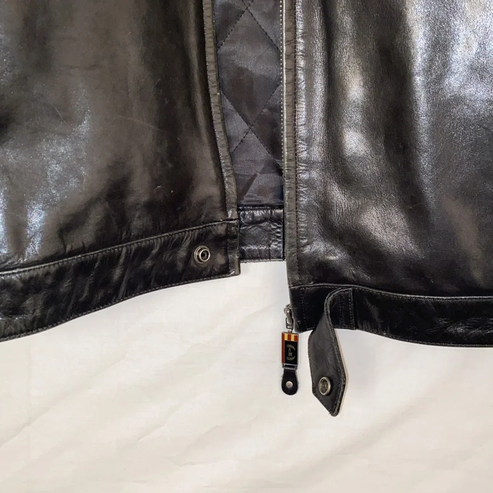 Phat Farm Women Black Leather Motorcycle Size XL Discount 4 Damage Zipper $500+‎